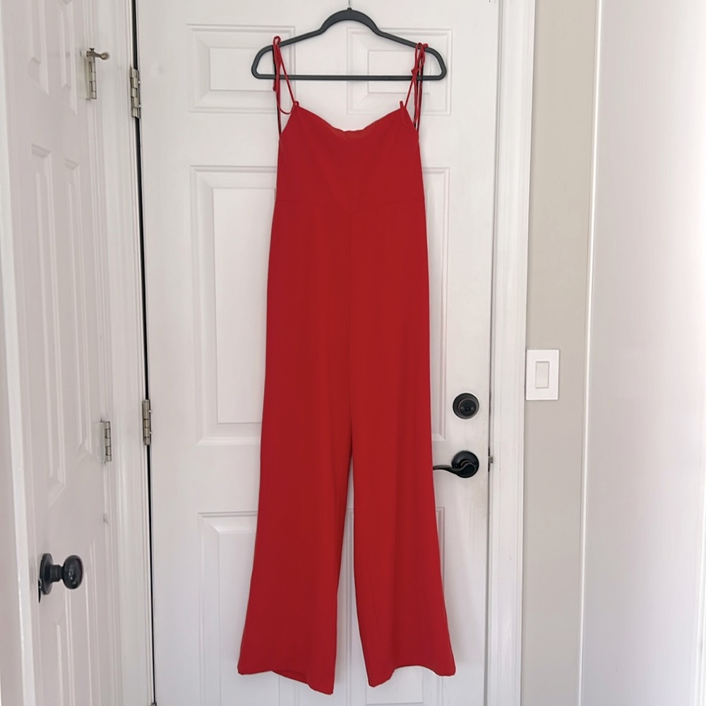 Forever 21 backless reddish orange jumpsuit